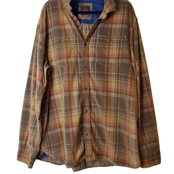 Prana Other - Prana Shirt Men XXL Hiking Organic Cotton Button Down 2XL Plaid Brown